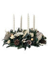 Corona Navideña Adviento Blanca con Velas 50cm - Follajes Preservados, Galatea y Abanicos