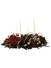 Corona Navideña Adviento con Velas 50cm - Follajes Preservados, Achillea y Vara Coco