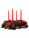Corona Navideña Adviento con Velas 50cm - Follajes Preservados, Berries y Hortensias