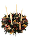 Corona Navideña Adviento con Velas 50cm - Follajes Preservados, Vaina de Loto y Naranjas
