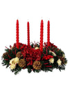 Corona Navideña Adviento Roja con Velas 50cm - Follajes Preservados, Berries y Hortensias