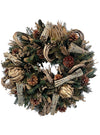 Corona Navideña Colgar Dorada para Puerta 50cm - Follajes Preservados, Alcachofas y Atados